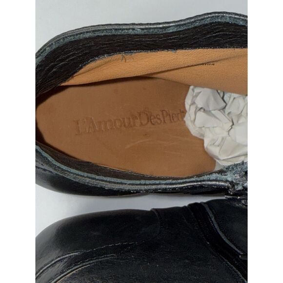 L'Amour Des Pieds Black Leather Ankle Boots Buttery Soft Bootie Buckle Block 6.5 - Picture 9 of 16